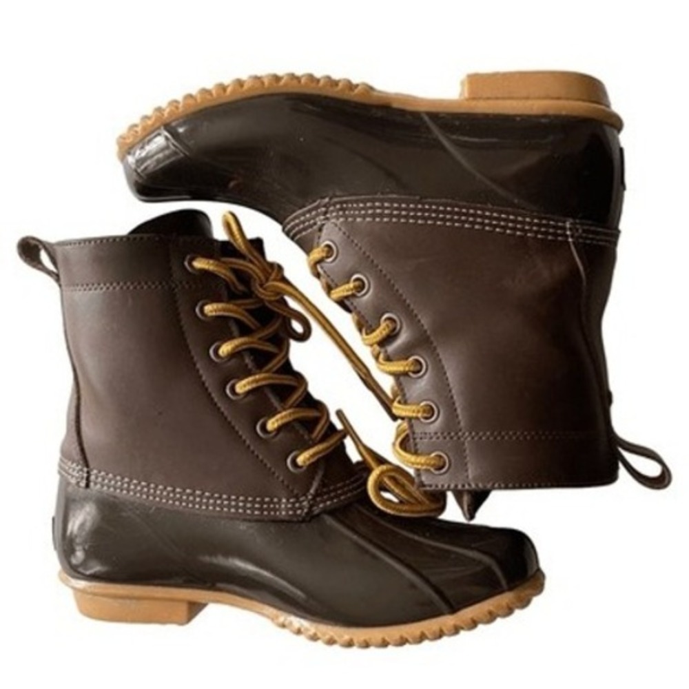 Bass Harlequin F16 Women's 6M Brown Leather Duck Boots Lace Up Waterproof Bean